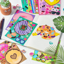 Load image into Gallery viewer, Summer Donut Face Stickers Party Making Cute DIY Donut Face Sticker Sheets Colorful Face Stickers Games Doughnuts Treats and Sweets Birthday Party Supplies