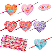 Load image into Gallery viewer, Yopyame 72PCS Valentines Day Set with Pencils Toppers Cards and Pencils, Valentines Day Cards for Children, Valentines Exchange Treats for School Supplies Party Favors, Exchange Bulks for Girls Boys