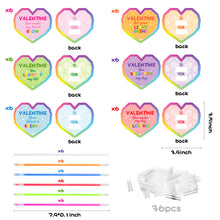 Load image into Gallery viewer, YINGENIVA 36 PCS Valentines Day Cards with 32 Glow Sticks, Valentines Day Heart Greeting Cards for Kids, Love cards, Light Sticks Party Pack, Valentine Classroom Exchange Cards, Valentines Party Favor