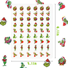 Load image into Gallery viewer, Yopyame 8pcs Furry Green Nail Stickers, Furry Green Christmas Theme 3D Nail Stickers, Furry Green Self-Adhesive Nail Decals, Furry Green DIY Nail Art Decor, Manicure Tips Decor for Girls