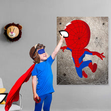 Load image into Gallery viewer, 30pcs Spiderhero Kids Party Stickers Game, Pin The Eyes Chest Signs and Spiderweb On Large Spiderhero Poster Good for Big Superhero Theme Birthday Party, Kids Room Wall Decor, Hero Party Favor