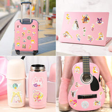 Load image into Gallery viewer, Wristband Kit 74p Pretty Guardian Themed Party Supplies Birthday Party Decoration with 12 Rubber Bracelets, 12 Lapel Pins, 50 Stickers, Anime Sticker for Water Bottle and Phone, Gifts for Girls