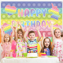 Load image into Gallery viewer, Polyester Pop Photography Booth Backdrop Macaron Bubble Theme Poster, Party Banner Background Wall Decoration for Birthdays, Christmas New Year, Shooting props for Childeren Girls Boys, 6.6*3.8ft