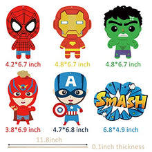 Load image into Gallery viewer, TICIAGA 48pcs Superhero Action Sign Cut-outs, Birthday Centerpiece Sticks for Tables, Iron Spiderman Party Garland Banner, Hero Cake Topper Sticks, Photo Booth Props, Superhero Theme Party Decoration
