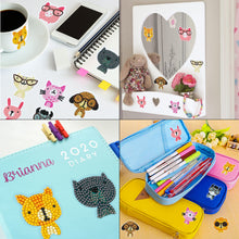 Load image into Gallery viewer, TICIAGA 5D DIY Diamond Painting Kits for Kids, Jungle Safari Theme Stick Paint with Diamonds by Number Kit Easy to DIY, Shine Sparkle Mosaic Stickers DIY Handmade Art Craft, 18pcs Animal Stickers
