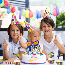 Load image into Gallery viewer, TICIAGA Dart War 49pcs Birthday Cake Toppers, Dart War Cupcake Topper Cake Picks for Boys, Dart Gun Happy Birthday Cake Topper Sign Banner, Blaster Battle Theme Cake Decoration Party Supplies for Kids
