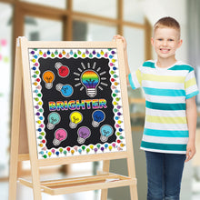 Load image into Gallery viewer, YINGENIVA Light Bulb Bulletin Board Cutouts We Shine Brighter Together Characters Light Bulb Pattern Study in Classroom Party  Home Decor
