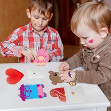 Load image into Gallery viewer, Yopyame 84pcs Valentine&#39;s Day Cards for Kids Valentines Cards Set, 7 Different Designs Greeting Cards with 28pcs Make a Face Stickers and Envelopes, Kids Valentines Day Exchange Cards
