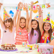 Load image into Gallery viewer, Wristband Kit 74p Pretty Guardian Themed Party Supplies Birthday Party Decoration with 12 Rubber Bracelets, 12 Lapel Pins, 50 Stickers, Anime Sticker for Water Bottle and Phone, Gifts for Girls
