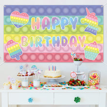Load image into Gallery viewer, Polyester Pop Photography Booth Backdrop Macaron Bubble Theme Poster, Party Banner Background Wall Decoration for Birthdays, Christmas New Year, Shooting props for Childeren Girls Boys, 6.6*3.8ft
