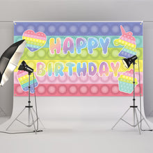 Load image into Gallery viewer, Polyester Pop Photography Booth Backdrop Macaron Bubble Theme Poster, Party Banner Background Wall Decoration for Birthdays, Christmas New Year, Shooting props for Childeren Girls Boys, 6.6*3.8ft
